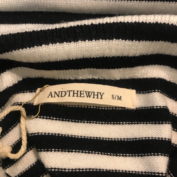 LAST ONE! Black & White Striped Turtleneck Sweater - Picture 4 of 8